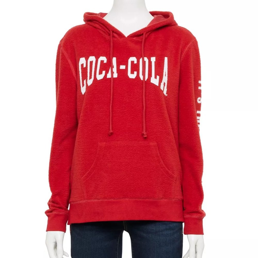 Juniors' Coca-Cola Graphic Logo Hoodie Red New with Tags